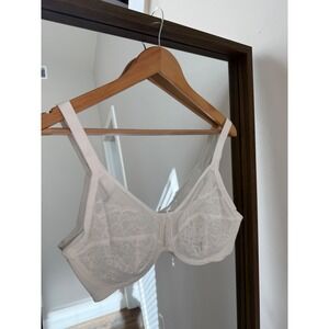 HSIA White Lace Mesh Unlined Underwire Bra 36DD Floral Sheer FBD0034WH136DD